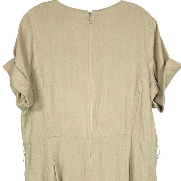 Everlane Womens Size 6 Flax Linen Blend Short Sleeve Jumpsuit Cropped Khaki‎ - Picture 9 of 14